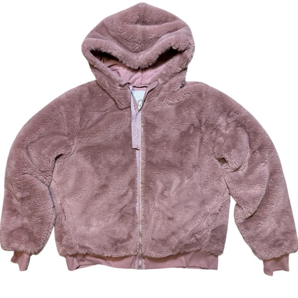 Athleta Ritual Jacket Women’s M Mauve Hooded Faux Fur Full Zip Winter Coat - Picture 2 of 11